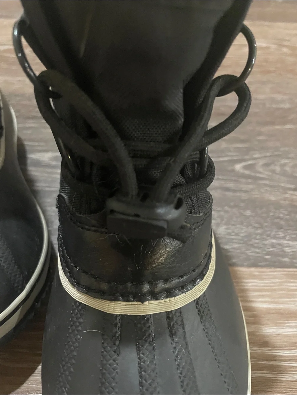 Sorel Kids Black Boots with Cream Faux-Fur Cuff